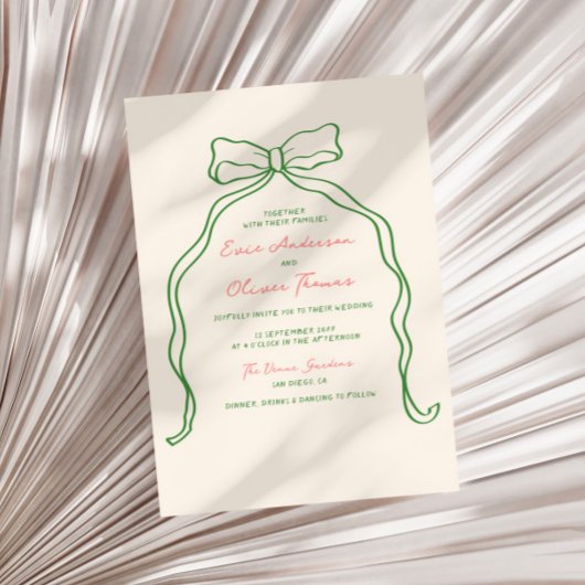 Invitation Whimsky Quirky manuscrit Mariage Bow