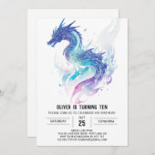 Invitation Whimssar Roaring Fun Dragon Anniversaire (Devant / Derrière)
