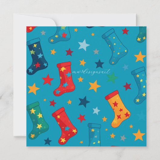 Invitation Whimssical Christmas Sock Exchange Party en rouge (Dos)