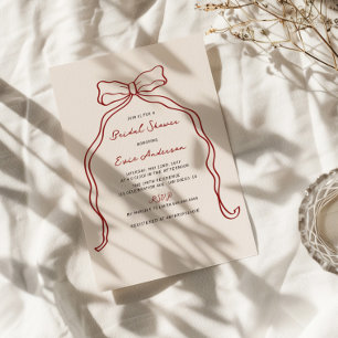 Invitation Whimssical manuscrit Fête des mariées Burgundy Bow