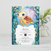 Invitation Whimssical mignon Tortue sous-marine Anniversaire (Debout devant)