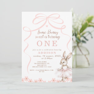 Invitation Whimssical Pink Bow Tutu Certains Bunny Anniversai