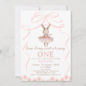 Invitation Whimssical Pink Bow Tutu Certains Bunny Anniversai (Devant)