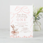 Invitation Whimssical Pink Bow Un Grotte Anniversaire (Debout devant)