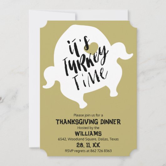 Invitation Whimssson Turquie Heure Thanksgiving Dîner (Devant)