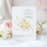 Invitation Whimsstic Romantic Summer Pastels Floral Mariage<br><div class="desc">Les tons pastel chauds et ensoleillés des fleurs d'aquarelle qui ornent ce faire-part de mariage romantique inspireront sans aucun doute tout le monde à accepter votre faire-part de mariage avec impatience. Ce magnifique design dégage un charme intemporel et romantique qui rayonne d'amour au premier regard. Avec une palette délicate de...</div>