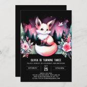 Invitation Whimsy Boho Fox Anniversaire numérique (Devant / Derrière)