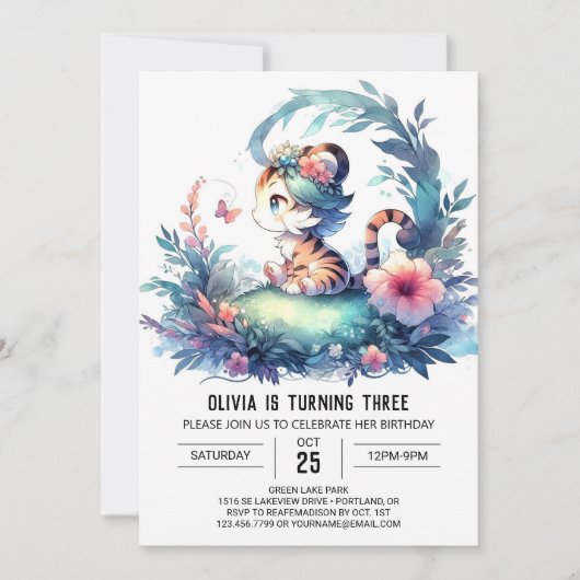 Invitation Whimsy Boho Tiger (Devant)