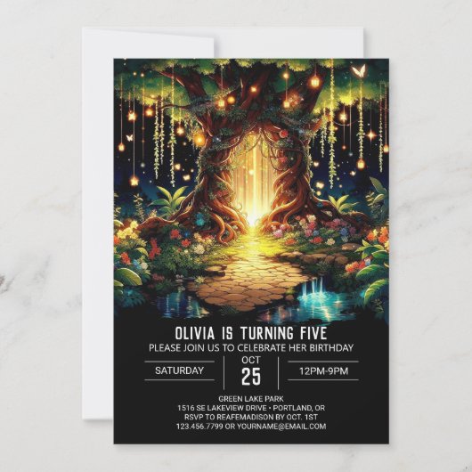 Invitation Whimsy Bright Woodland Digital Anniversaire (Devant)