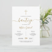 Invitation Whimsy Calligraphy Invitación De Bautizo Gold (Debout devant)