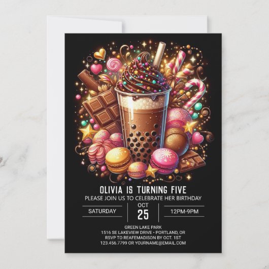 Invitation Whimsy Chocolate Candyland Digital Anniversaire (Devant)