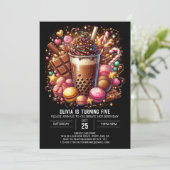 Invitation Whimsy Chocolate Candyland Digital Anniversaire (Debout devant)