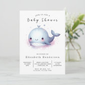 Invitation Whimsy Custom Whale Baby shower (Debout devant)