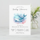 Invitation Whimsy Custom Whale Baby shower (Debout devant)