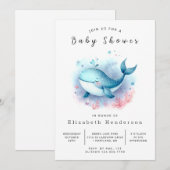 Invitation Whimsy Custom Whale Baby shower (Devant / Derrière)