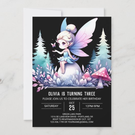 Invitation Whimsy Cute Fairy Anniversaire (Devant)