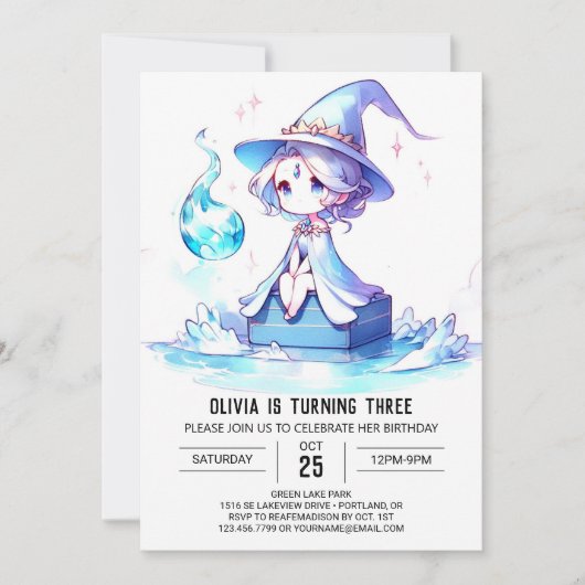 Invitation Whimsy Cute Wizard Birthday (Devant)