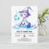Invitation Whimsy Cute Wizard Birthday (Debout devant)
