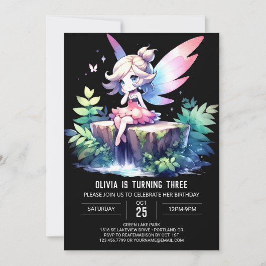 Invitation Whimsy Design Fairy Anniversaire (Devant)