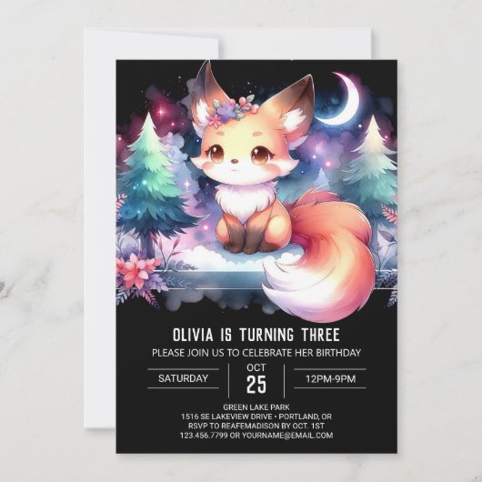 Invitation Whimsy Digital Fox Anniversaire (Devant)
