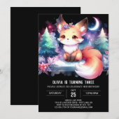 Invitation Whimsy Digital Fox Anniversaire (Devant / Derrière)