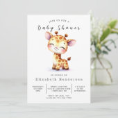 Invitation Whimsy Editable Giraffe Baby shower (Debout devant)