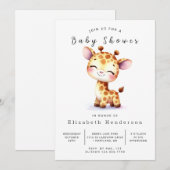 Invitation Whimsy Editable Giraffe Baby shower (Devant / Derrière)
