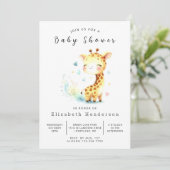 Invitation Whimsy Editable Giraffe Baby shower (Debout devant)