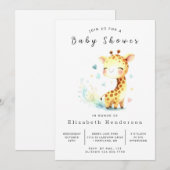 Invitation Whimsy Editable Giraffe Baby shower (Devant / Derrière)