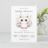 Invitation Whimsy Editable Owl Baby shower (Debout devant)