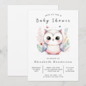 Invitation Whimsy Editable Owl Baby shower (Devant / Derrière)
