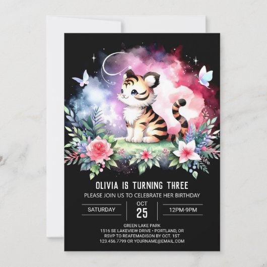 Invitation Whimsy Elegant Tiger Anniversaire (Devant)