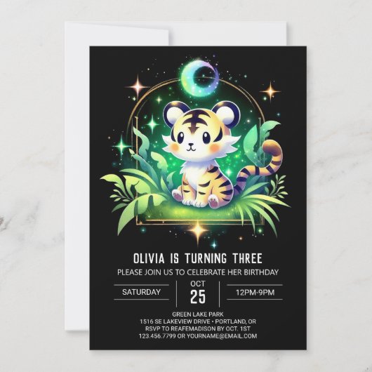 Invitation Whimsy Enchanted Tiger Anniversaire (Devant)