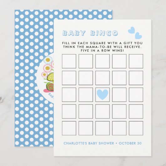 Invitation Whimsy Fairy Tale Garden Baby shower Jeu de Bingo (Devant / Derrière)