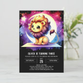 Invitation Whimsy Fun Lion Anniversaire (Debout devant)