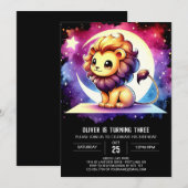 Invitation Whimsy Fun Lion Anniversaire (Devant / Derrière)