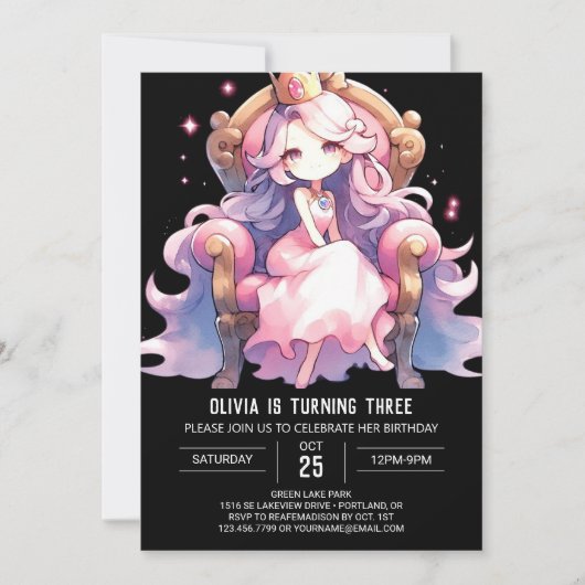 Invitation Whimsy Fun Princess Birthday (Devant)