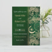 Invitation Whimsy Gold & Green Dreamcatcher Feathers Mandala (Debout devant)