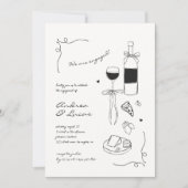 Invitation Whimsy Hand Drave Love and Pizza Engagement Party (Devant)