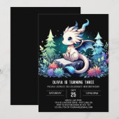 Invitation Whimsy Imaginaire Dragon Anniversaire (Devant / Derrière)
