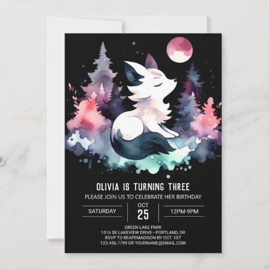 Invitation Whimsy Imaginaire Wolf Anniversaire (Devant)