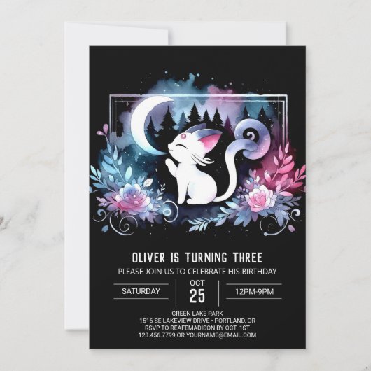 Invitation Whimsy Kitten Chat Anniversaire (Devant)
