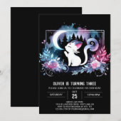 Invitation Whimsy Kitten Chat Anniversaire (Devant / Derrière)
