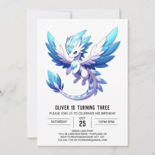 Invitation Whimsy Magic Dragon Anniversaire (Devant)