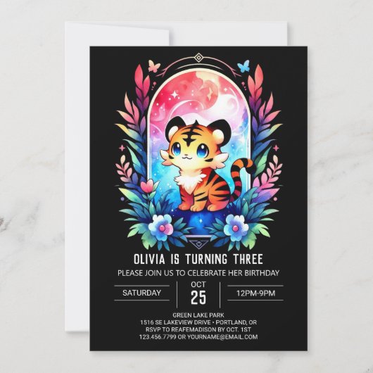 Invitation Whimsy Magic Tiger Anniversaire (Devant)