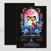 Invitation Whimsy Magic Tiger Anniversaire (Devant / Derrière)
