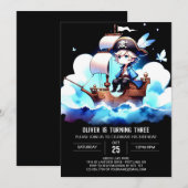 Invitation Whimsy Modèle Pirate Anniversaire (Devant / Derrière)