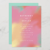 Invitation Whimsy rose et Turquoise (Devant / Derrière)