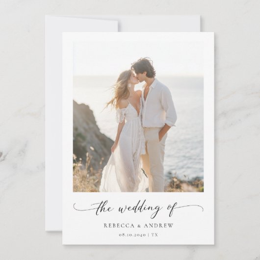 Invitation Whimsy Script Moderne Minimal Beach Mariage photo (Devant)