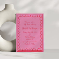 Whimsy Script rose Doodle rouge Baby shower fronta
